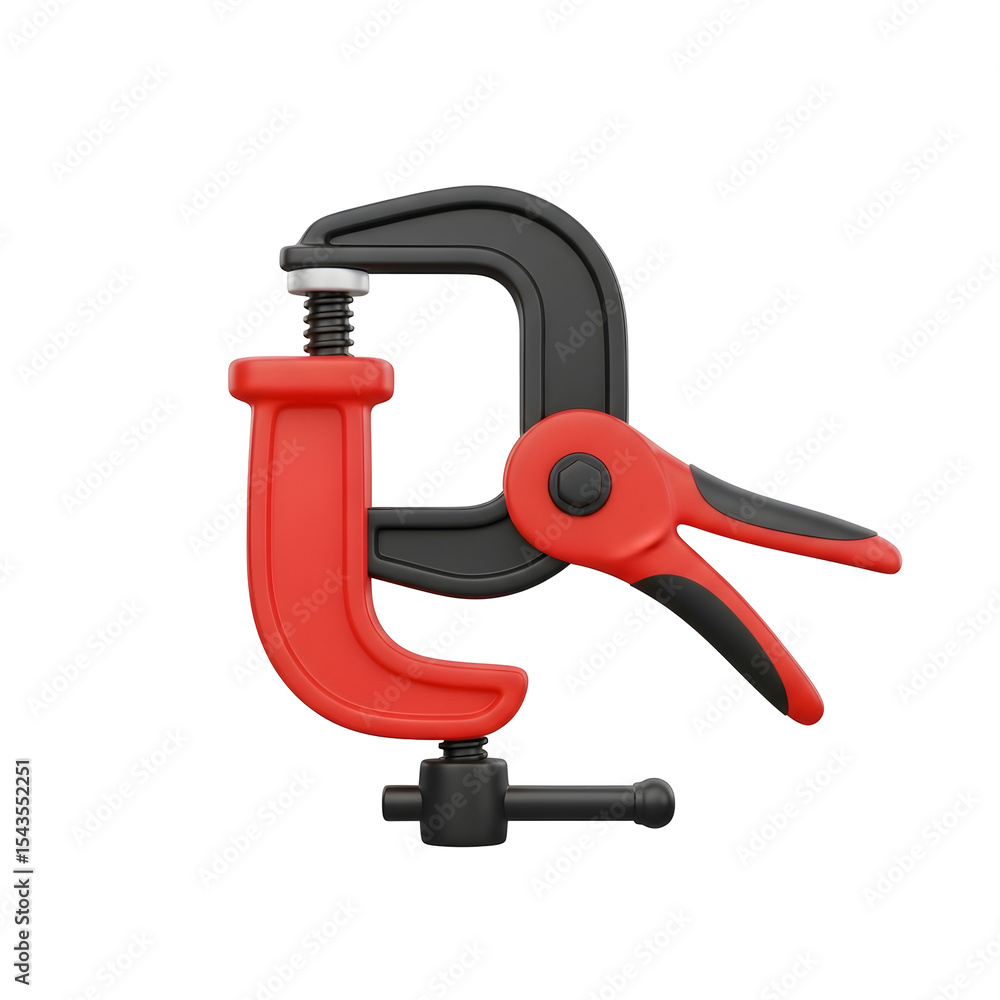 Fototapete three-dimensional rendering of a red and black clamp tool against a transparent background. the clam