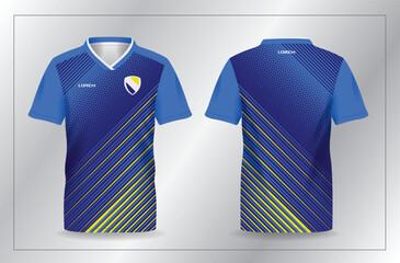 abstract blue yellow sport jersey for football and soccer shirt template