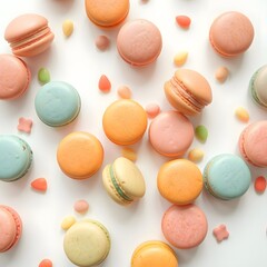 Obraz premium colorful macaroons on white background