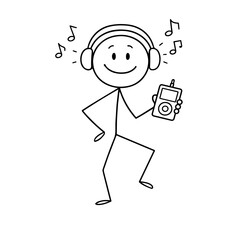 Happy Stickman Listening to Music