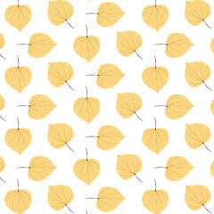 Autumn Leaves Seamless Pattern. Botanical Autumn Foliage. Fall Leaves Background