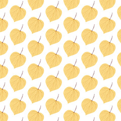 Autumn Leaves Seamless Pattern. Botanical Autumn Foliage. Fall Leaves Background