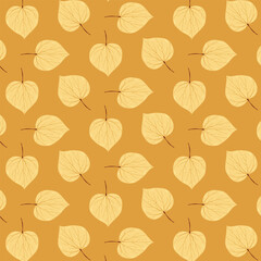 Autumn Leaves Seamless Pattern. Botanical Autumn Foliage. Fall Leaves Background