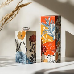 3D rendring Floral Patterned Boxes: Modern Home Decor & Design AI Generative