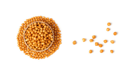 Small pastry balls, fried crispy wheat soup pearls, salad egg puffs or choux pastry