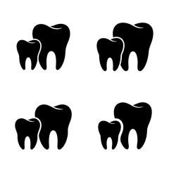 Simple Black and White Tooth Icons for Dental Care
