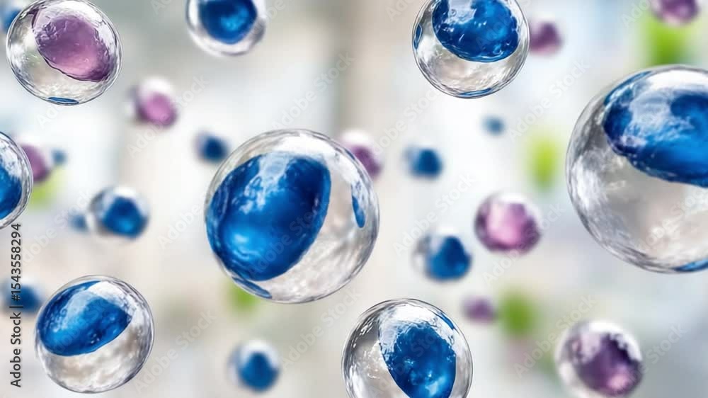 Fototapete celestial spheres: an abstract arrangement of translucent orbs, each one a unique microcosm of color