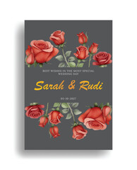 Romantic rose flower wedding invitation