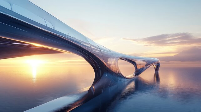 Modern bridge structure sunrise view