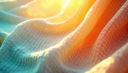 Sunlight streams through loosely woven summer fabric, creating a warm, textured background Perfect for textile, fashion, or summer-themed projects , calm, close-up, vacation