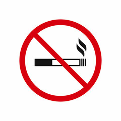 No smoking no vaping sign template. Forbidden sign icon isolated on white background vector illustration. Cigarette, vape and smoke in prohibition circle