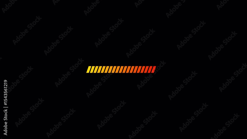 Aufkleber animated loading bar sequence: yellow to red gradient on black background.alpha chanel.4k video