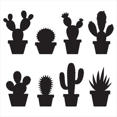 Spiky Cactus Silhouettes Vector Pack