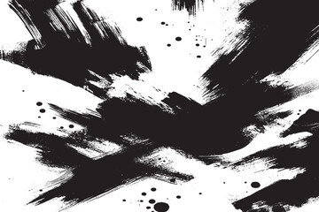 Abstract Black Grunge Brush Strokes and Ink Splatter

