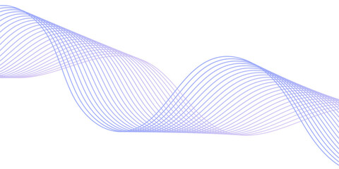 Abstract background with lines and waves. Medium banner size. Element for design isolated on white. Vector background for brochure, booklet, flyer, poster. Colorful gradient. Blue and purple