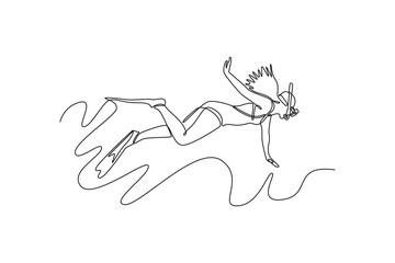 Holiday at the beach concept. Single line draw design. Vector graphic illustration