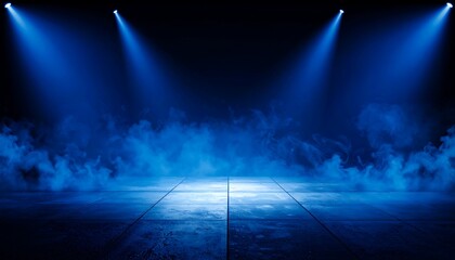 Blue Stage Lighting with Smoke, and Floor.