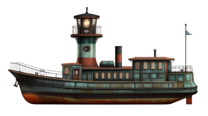 Historic tugboat model showcasing vintage maritime design and craftsmanship in intricate detail