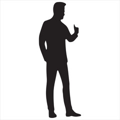 Fototapeta premium A black silhouette of a standing male figure in a suit, perfect for business, professional, or corporate design projects, ideal as a vector or graphic element