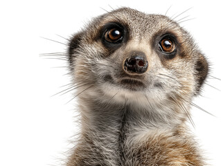 Fototapeta premium A close-up portrait of a meerkat, its dark eyes gazing inquisitively upward