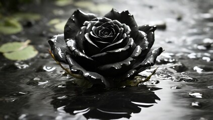 black rose in the water 