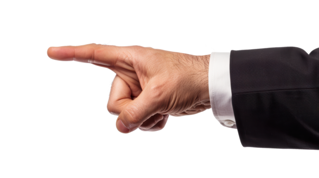 A man pointing to the left with his hand. Concept of direction and guidance