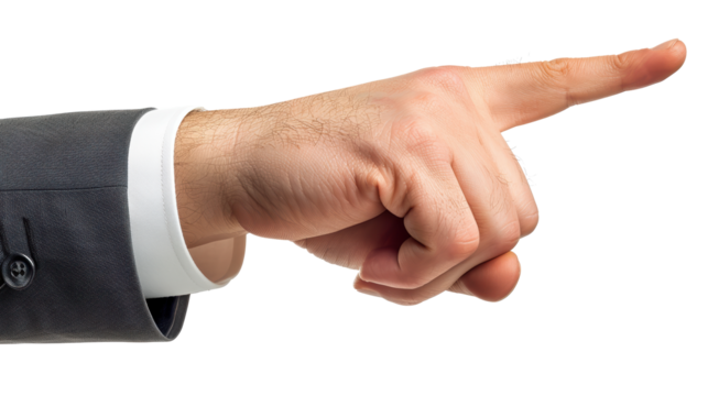 A man pointing to something with his finger. Concept of direction and guidance