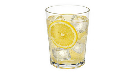 Refreshing Lemon Iced Drink: Crystal Clear Glass, Sparkling Beverage, Zesty Citrus