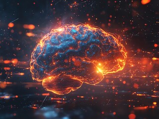Digital concept art of a brain with electric sparks