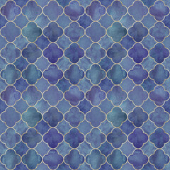 Watercolor gothic style clover leaf seamless pattern