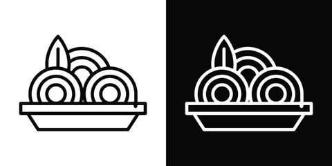 Spaghetti pasta icon filled flat sign concept for web design.