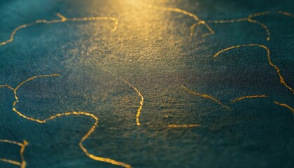  abstract golden crack on dark textured green surface with subtle lighting highlights for elegant web design, print backdrop, or branding background