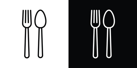 Spoon and Fork icon filled flat sign concept for web design.