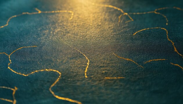  abstract golden crack on dark textured green surface with subtle lighting highlights for elegant web design, print backdrop, or branding background