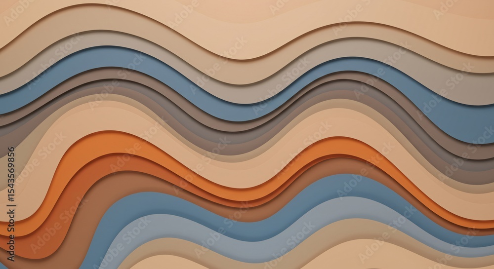 Poster earthy tones abstract background with layered wavy shapes and smooth color gradients