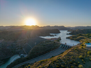 Los Reyunos Dam at sunset, San Rafael, Mendoza, Argentina.