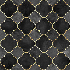 Watercolor gothic style clover leaf seamless pattern