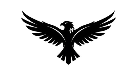 Obraz premium Majestic Eagle Silhouette Vector – Powerful Black and White Bird of Prey Illustration for Symbolic and Patriotic Art 