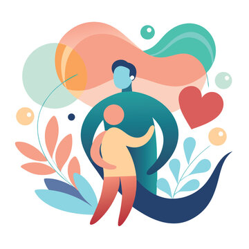 Loving Embrace of Parent and Child Illustration