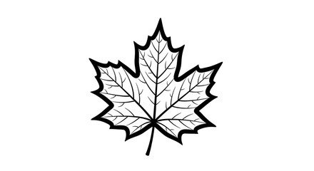 Maple Leaf Outline Vector &ndash; Crisp Black and White Autumn Leaf Illustration for Nature and Seasonal Designs
