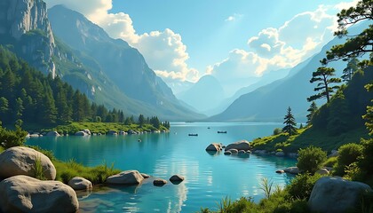 Mountain lake landscape scenery turquoise water serene nature view