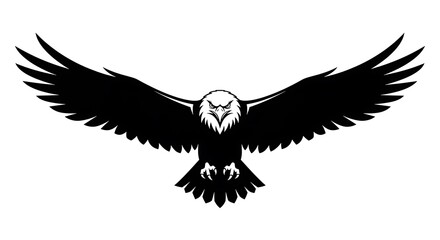 Fototapeta premium Majestic Flying Eagle Black and White Vector 