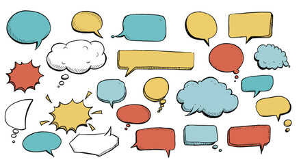 Fototapeta premium Exploring Visual Communication Understanding the Significance of Speech Bubbles and Thought Clouds in Expressing Ideas and Narratives with Cartoon Illustrations