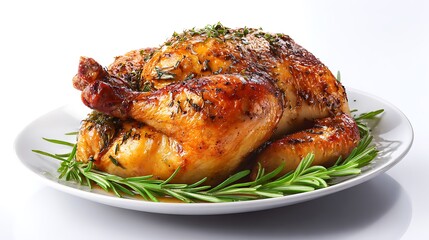 Fototapeta premium Roast Chicken with Fresh Rosemary Garnish