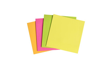 colorful empty sticky notes isolated on white background. transparent png