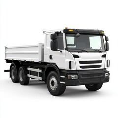 White Heavy Duty Dump Truck on White Background