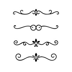 Text dividers with hearts doodle set. Wedding decorative elements. Divider ornament, borders, arrows. Hand drawn vector illustration isolated on white background
