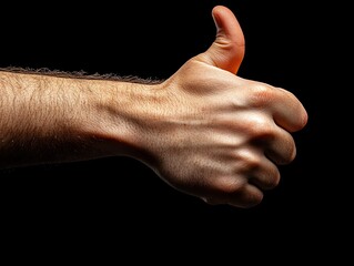 Dramatic lighting on a hand giving a thumbs down