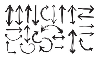 Obraz premium Hand-Drawn Sketch Arrows Collection – Grunge Style Vector Set