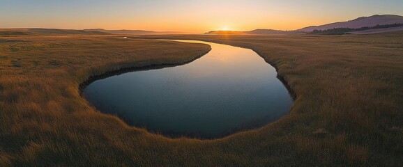 Sunset Over A Shallow Creek Bed